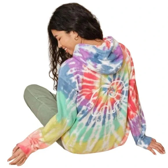 ivory ella Tops Ivory Ella Tiedye Hoodie Sweatshirt Size Medium Oversized Rainbow Elephant New Poshmark